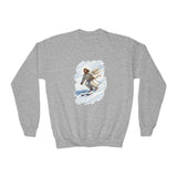 Kids Jesus Sweatshirt | Skiing Jesus Christian Apparel Kids Crewneck Sweatshirt | Joyful Jesus Faith Sweatshirt