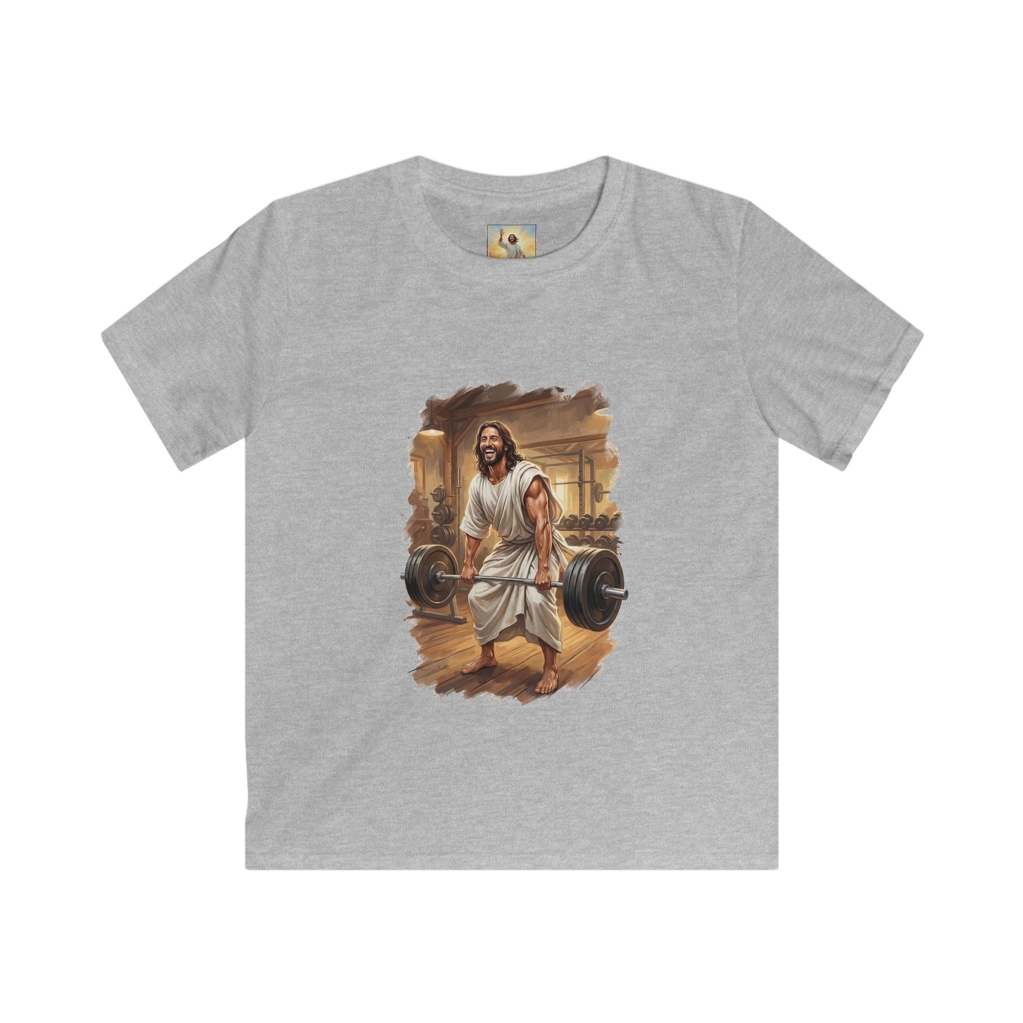 Kids Funny Jesus Shirt | Jesus Lifting Weights Christian Kids T Shirt | Faith Apparel