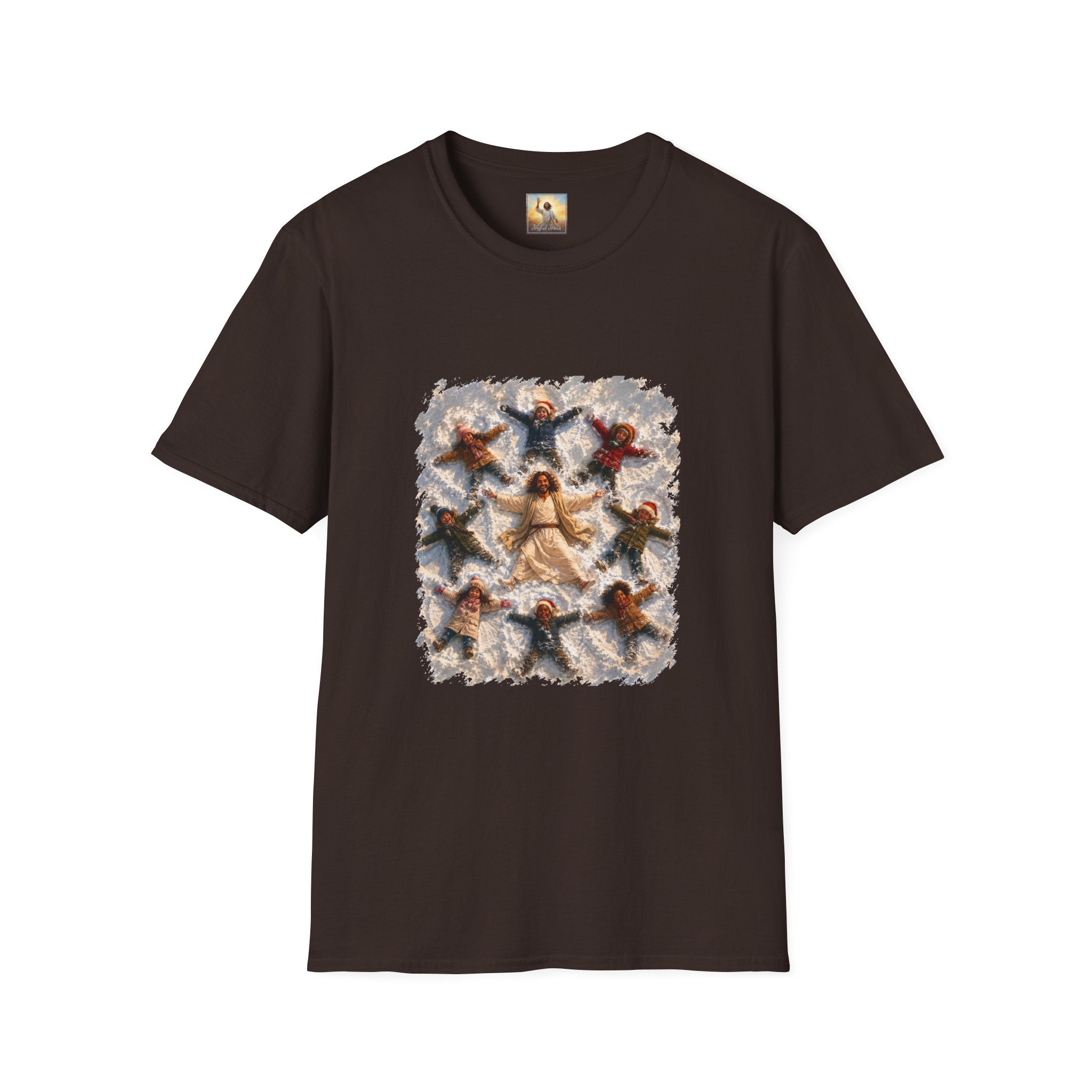 Christmas Jesus Shirt | Snow Angels with Jesus Christian Christmas T Shirt | Joyful Jesus