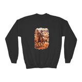 Kids Jesus Sweatshirt | Jesus on Horseback Christian Apparel Kids Crewneck Sweatshirt | Joyful Jesus