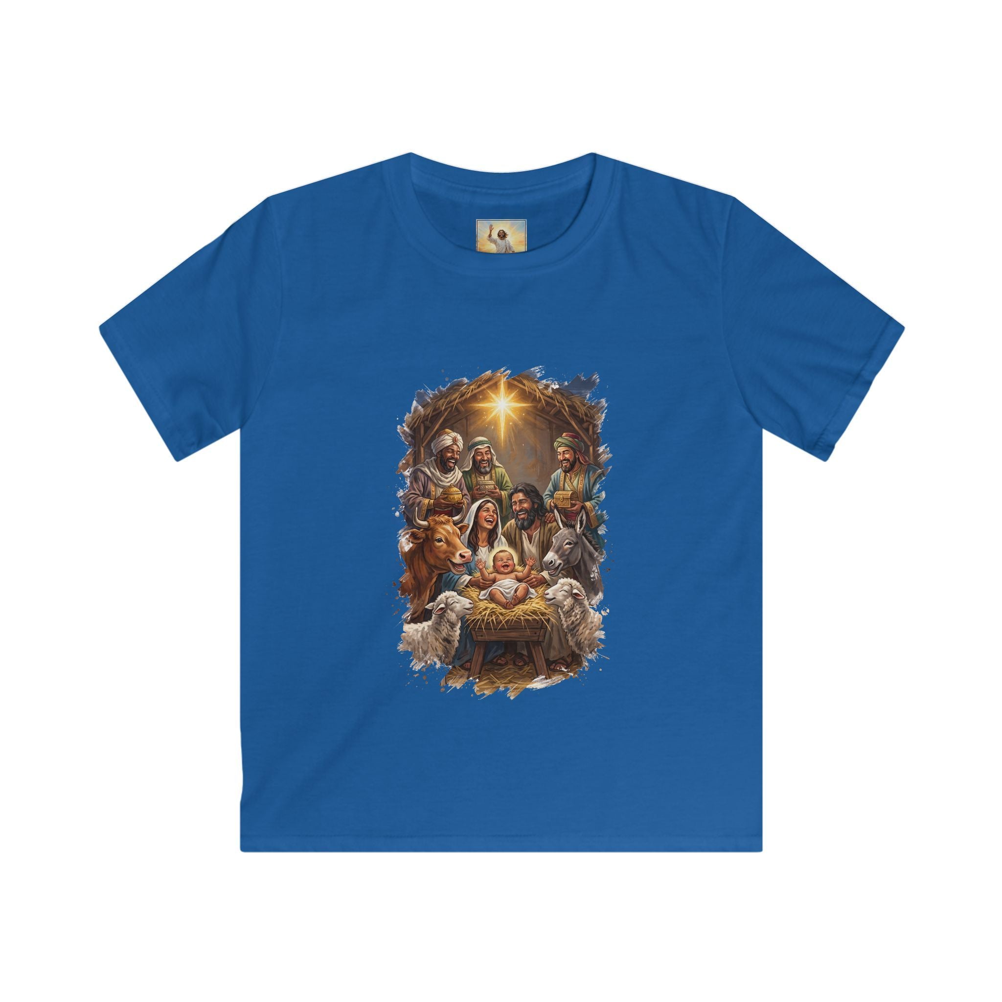 Kids Nativity Shirt | Joyful Nativity Scene with Wise Men Christian Christmas Kids T Shirt | Joyful Jesus