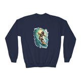 Kids Jesus Sweatshirt | Surfing Jesus Funny Christian Kids Crewneck Sweatshirt | Joyful Jesus