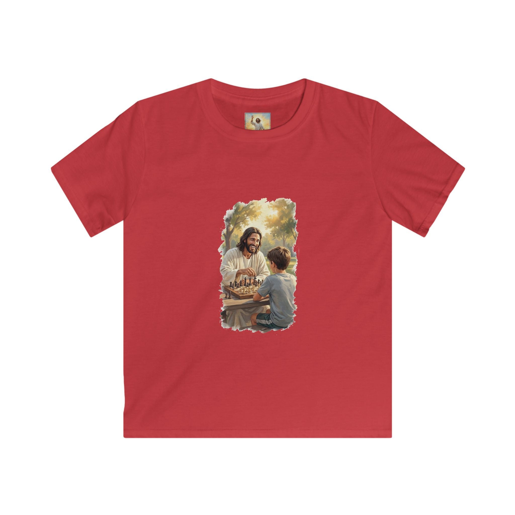 Kids Christian Shirt | Jesus Playing Chess Funny Jesus Kids T Shirt | Joyful Jesus