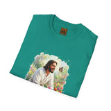 Jesus in the Garden Shirt, Easter Lily Butterfly Art, Christian Spring Tee