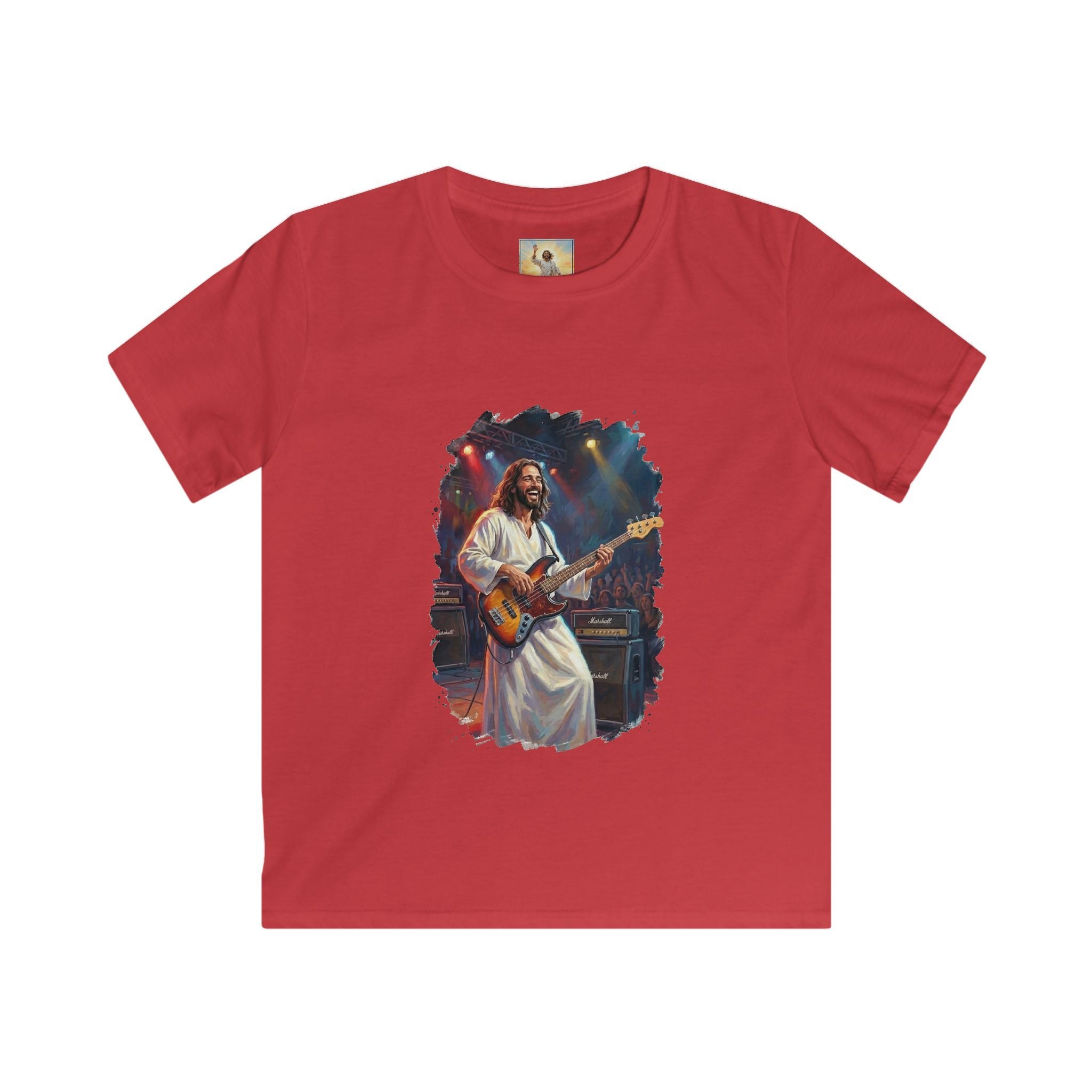 Kids Christian Shirt | Jesus Playing Bass at Concert Kids T Shirt | Joyful Jesus God Shirt
