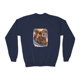 Kids Jesus Christmas Sweatshirt | Sledding with Jesus Christian Christmas Kids Crewneck Sweatshirt | Joyful Jesus