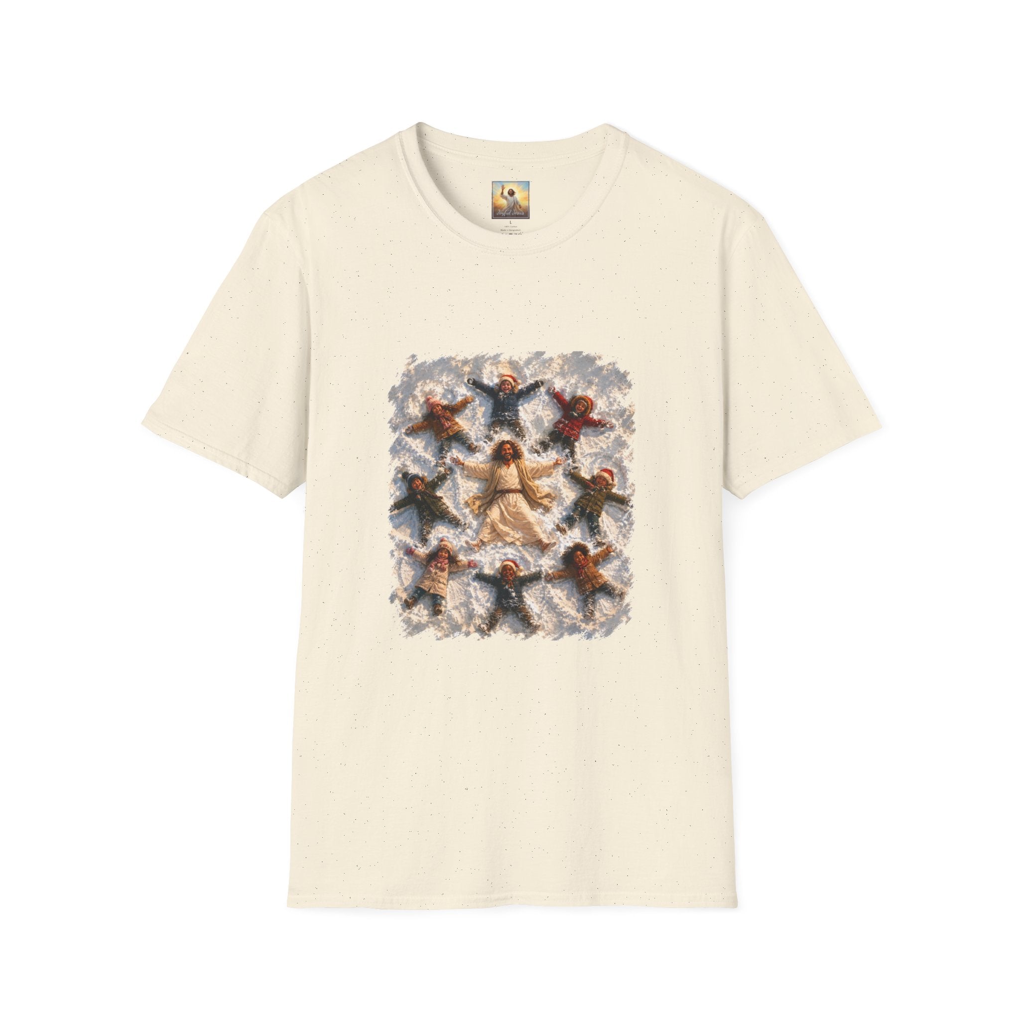 Christmas Jesus Shirt | Snow Angels with Jesus Christian Christmas T Shirt | Joyful Jesus