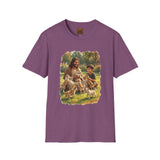 Funny Jesus Shirt | Jesus Playing with Puppies Christian T Shirt | Joyful Jesus