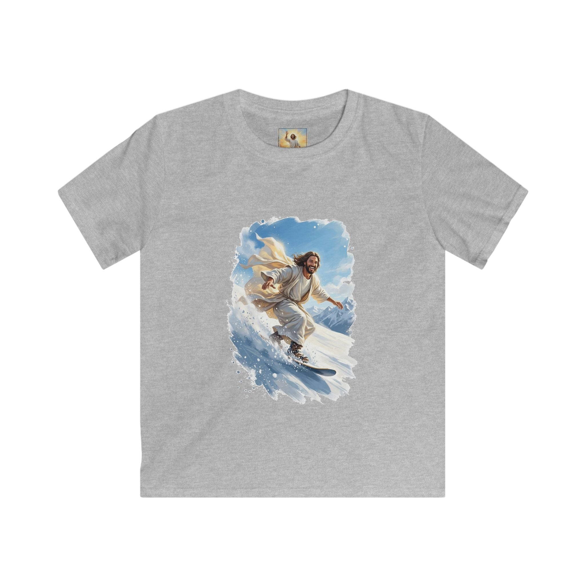 Kids God Shirt | Jesus Snowboarding Christian Kids T Shirt | Joyful Jesus Faith Apparel