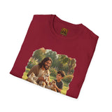 Funny Jesus Shirt | Jesus Playing with Puppies Christian T Shirt | Joyful Jesus