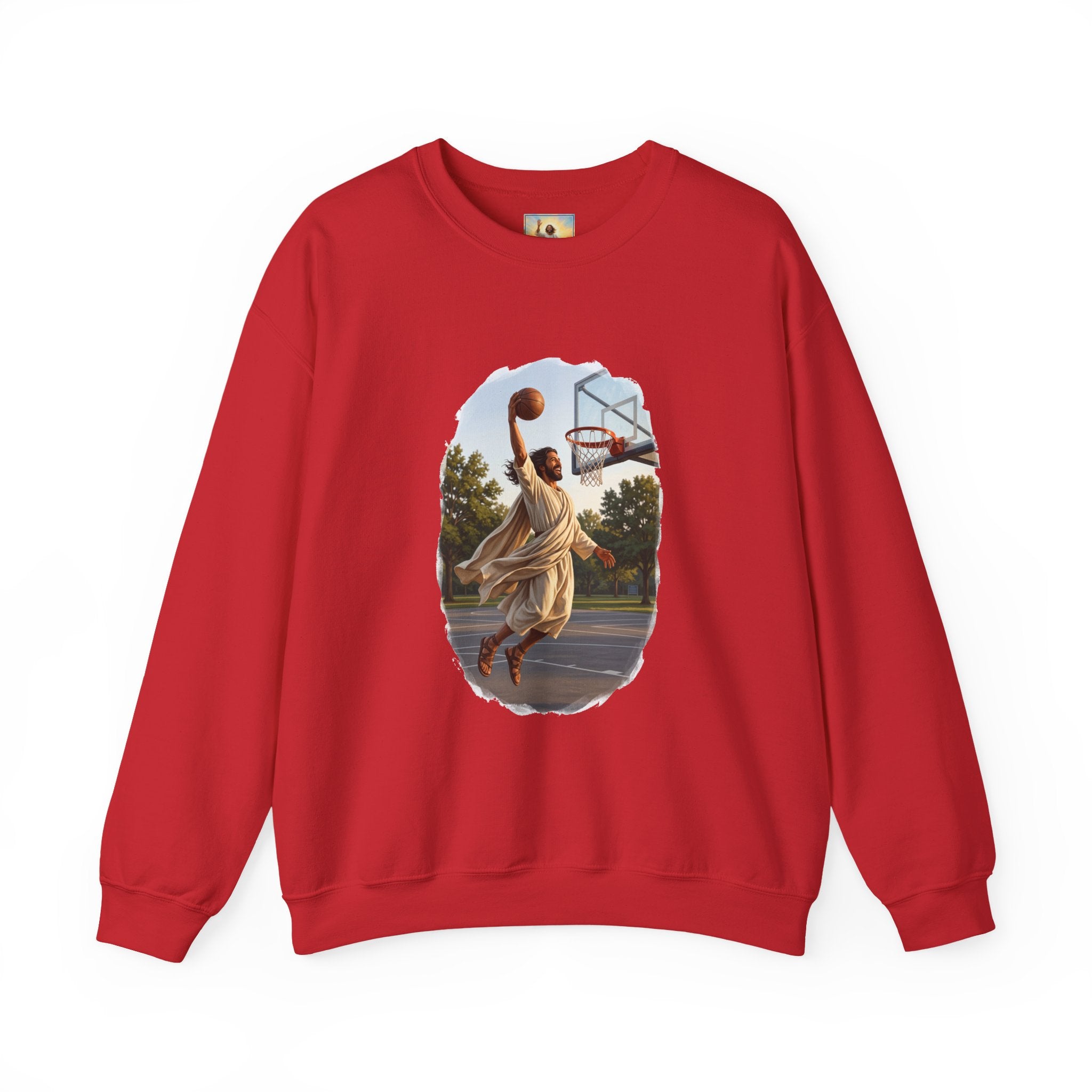 Jesus Dunking Sweatshirt | Jesus Slam Dunk Funny Christian Basketball Crewneck Sweatshirt | Joyful Jesus