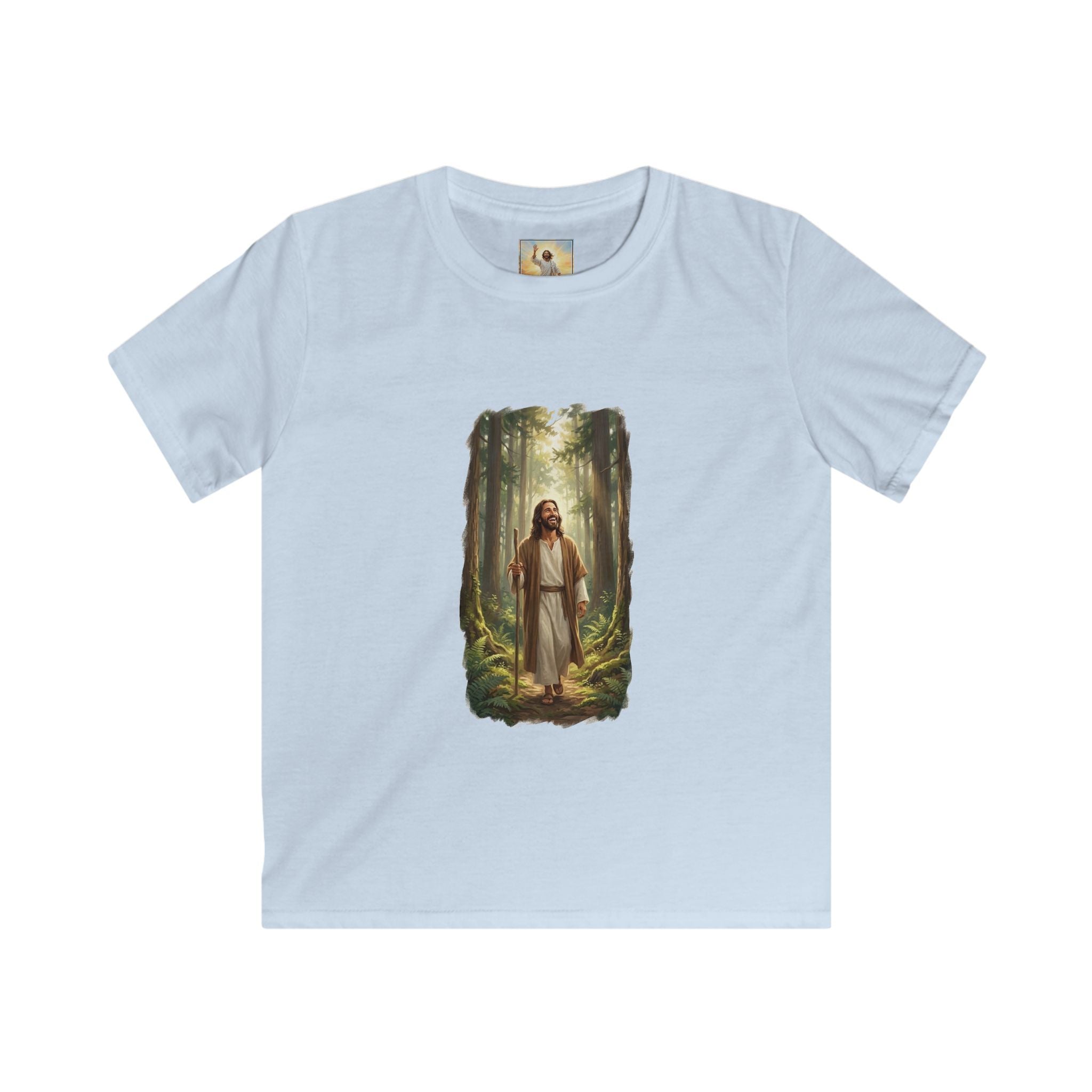 Kids Religious Shirt | Jesus Walking in the Woods Christian Kids T Shirt | Faith Shirt