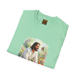 Jesus in the Garden Shirt, Easter Lily Butterfly Art, Christian Spring Tee