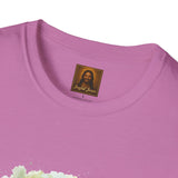 Jesus in the Garden Shirt, Easter Lily Butterfly Art, Christian Spring Tee