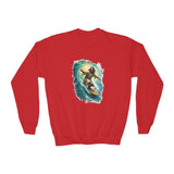 Kids Jesus Sweatshirt | Surfing Jesus Funny Christian Kids Crewneck Sweatshirt | Joyful Jesus