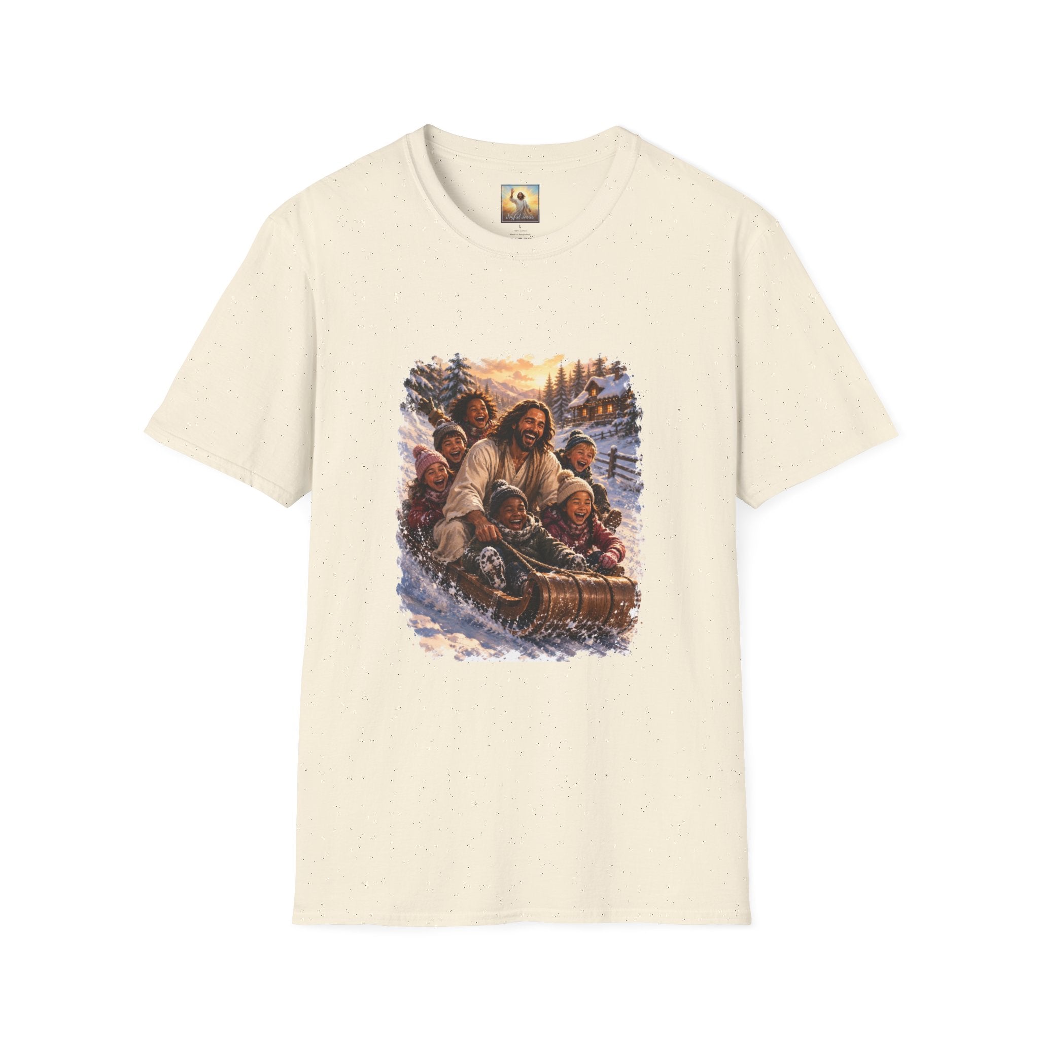 Jesus Christmas Shirt | Sledding with Jesus Christian Christmas T Shirt | Joyful Jesus