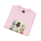 Jesus in the Garden Shirt, Easter Lily Butterfly Art, Christian Spring Tee
