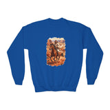 Kids Jesus Sweatshirt | Jesus on Horseback Christian Apparel Kids Crewneck Sweatshirt | Joyful Jesus