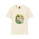 Jesus with Baby Animals Shirt, Easter Lamb Bunny Chick Art, Christian Spring Tee