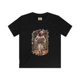 Kids Jesus Santa Hat Shirt | Jesus Down the Chimney with Gifts Funny Christmas Kids T Shirt | Joyful Jesus