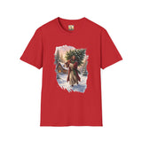 Jesus Christmas Tree Shirt | Jesus Carrying a Christmas Tree Christian Christmas Tee | Joyful Jesus