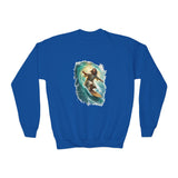 Kids Jesus Sweatshirt | Surfing Jesus Funny Christian Kids Crewneck Sweatshirt | Joyful Jesus