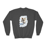 Kids Jesus Sweatshirt | Skiing Jesus Christian Apparel Kids Crewneck Sweatshirt | Joyful Jesus Faith Sweatshirt