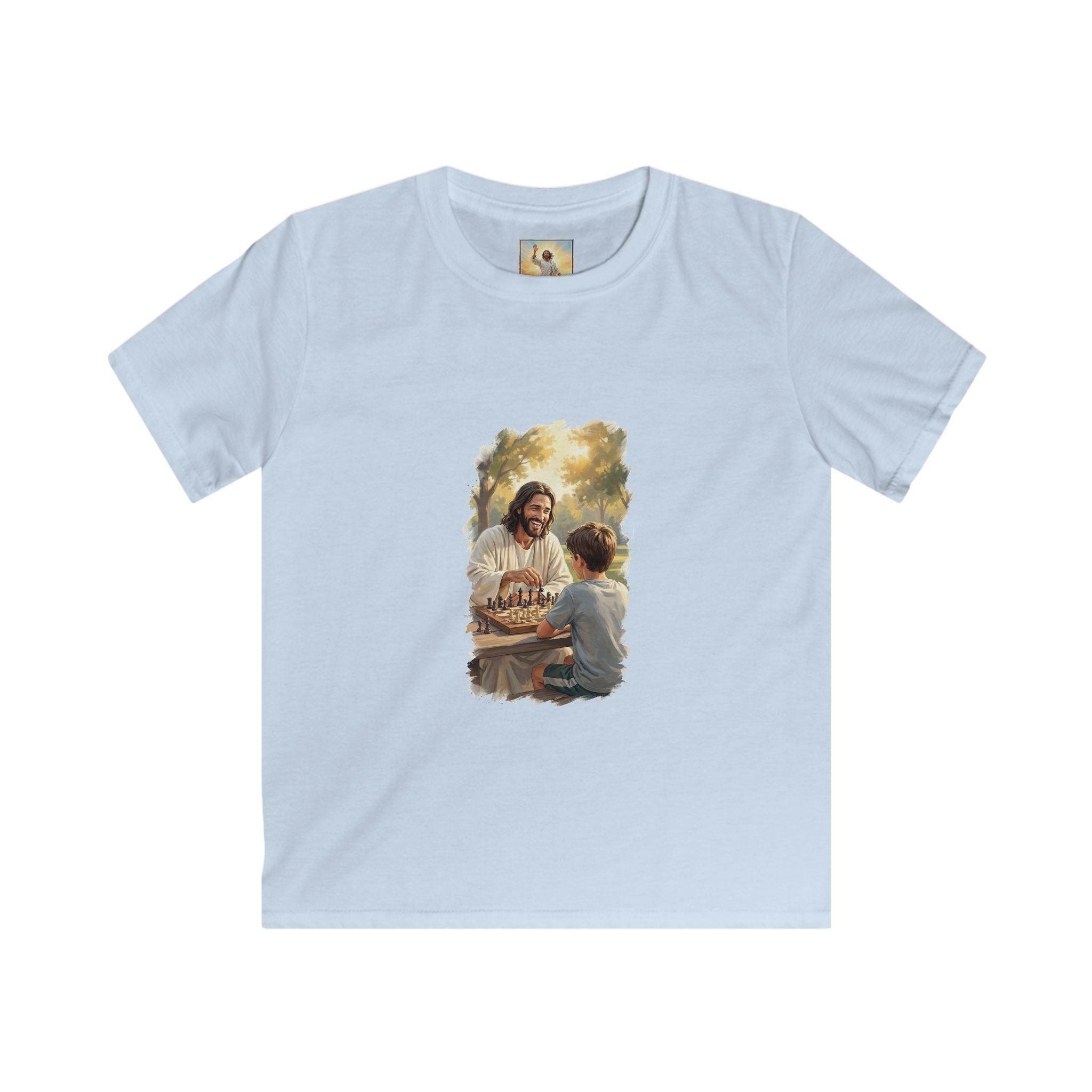 Kids Christian Shirt | Jesus Playing Chess Funny Jesus Kids T Shirt | Joyful Jesus