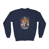 Kids Jesus Hug Sweatshirt | Jesus Embracing a Stranger on Christmas Night Christian Kids Crewneck Sweatshirt | Joyful Jesus