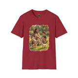 Funny Jesus Shirt | Jesus Playing with Puppies Christian T Shirt | Joyful Jesus