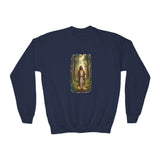 Kids Religious Sweatshirt | Jesus Walking in the Woods Christian Kids Crewneck Sweatshirt | Faith Sweatshirt