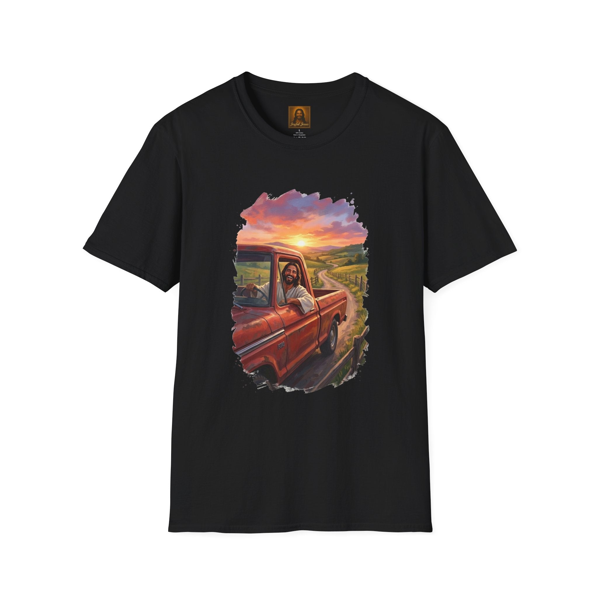 Faith Shirt | Jesus Driving a Truck Christian Apparel | Joyful Jesus