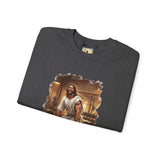 Funny Jesus Sweatshirt | Jesus Lifting Weights Christian Crewneck Sweatshirt | Faith Apparel