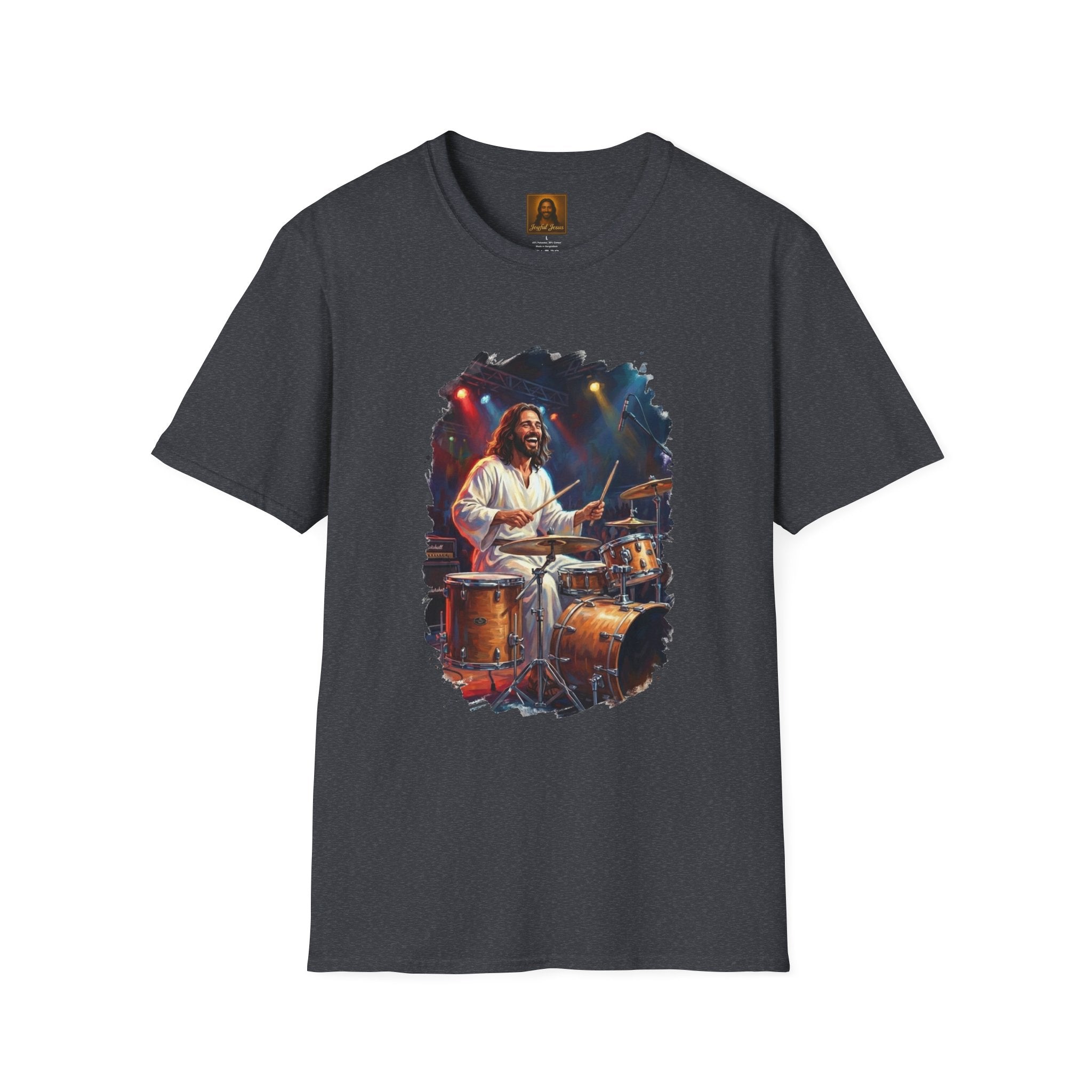 God Shirt | Jesus Playing Drums at Concert Christian T Shirt | Joyful Jesus