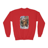 Kids Jesus Caroling Sweatshirt | Jesus Singing Christmas Carols Christian Christmas Kids Crewneck Sweatshirt | Joyful Jesus