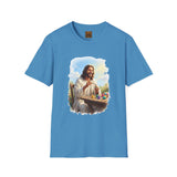 Jesus Painting Easter Eggs Shirt, Joyful Christian Art, Fun Easter Faith Tee