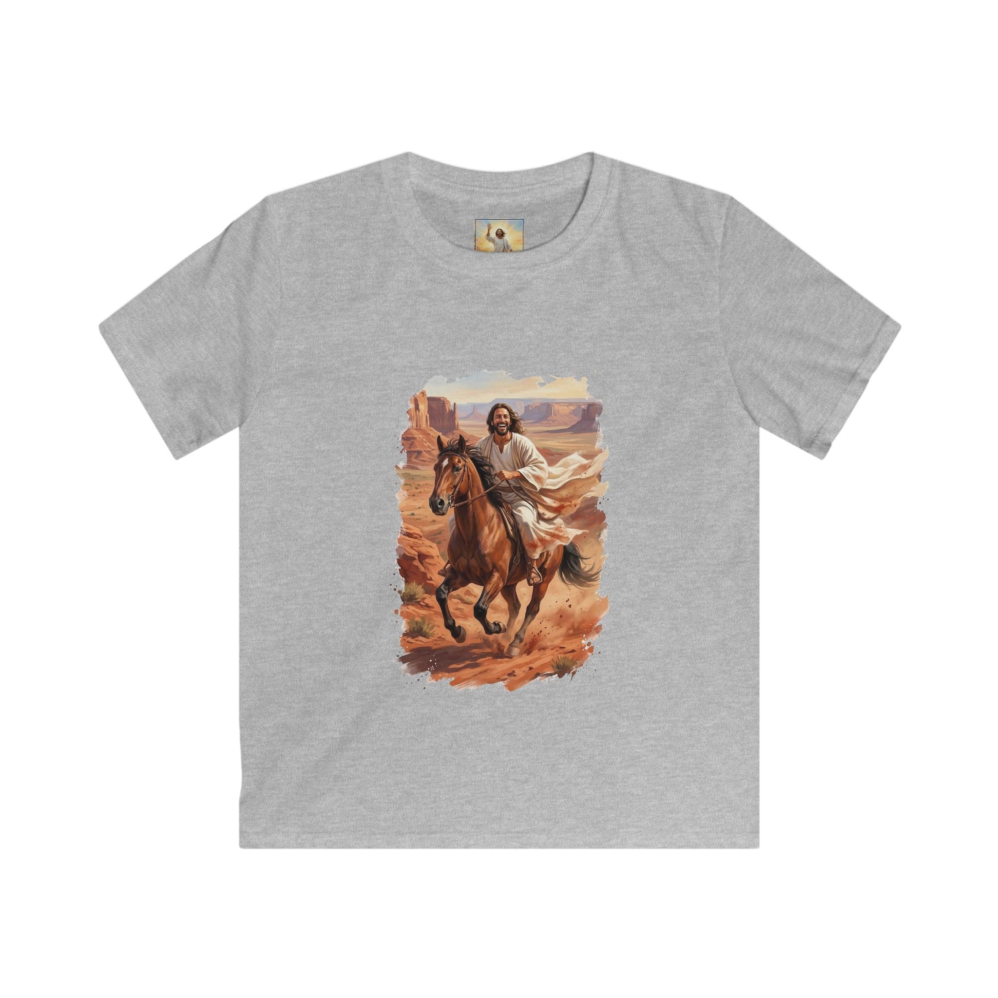Kids Jesus Shirt | Jesus on Horseback Christian Apparel Kids T Shirt | Joyful Jesus