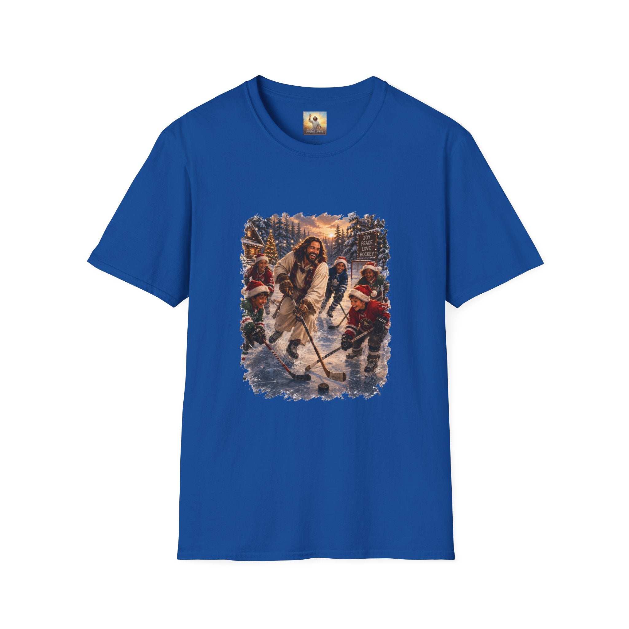 Jesus Hockey Shirt | Jesus Playing Hockey with Kids Christian Christmas T Shirt | Joyful Jesus