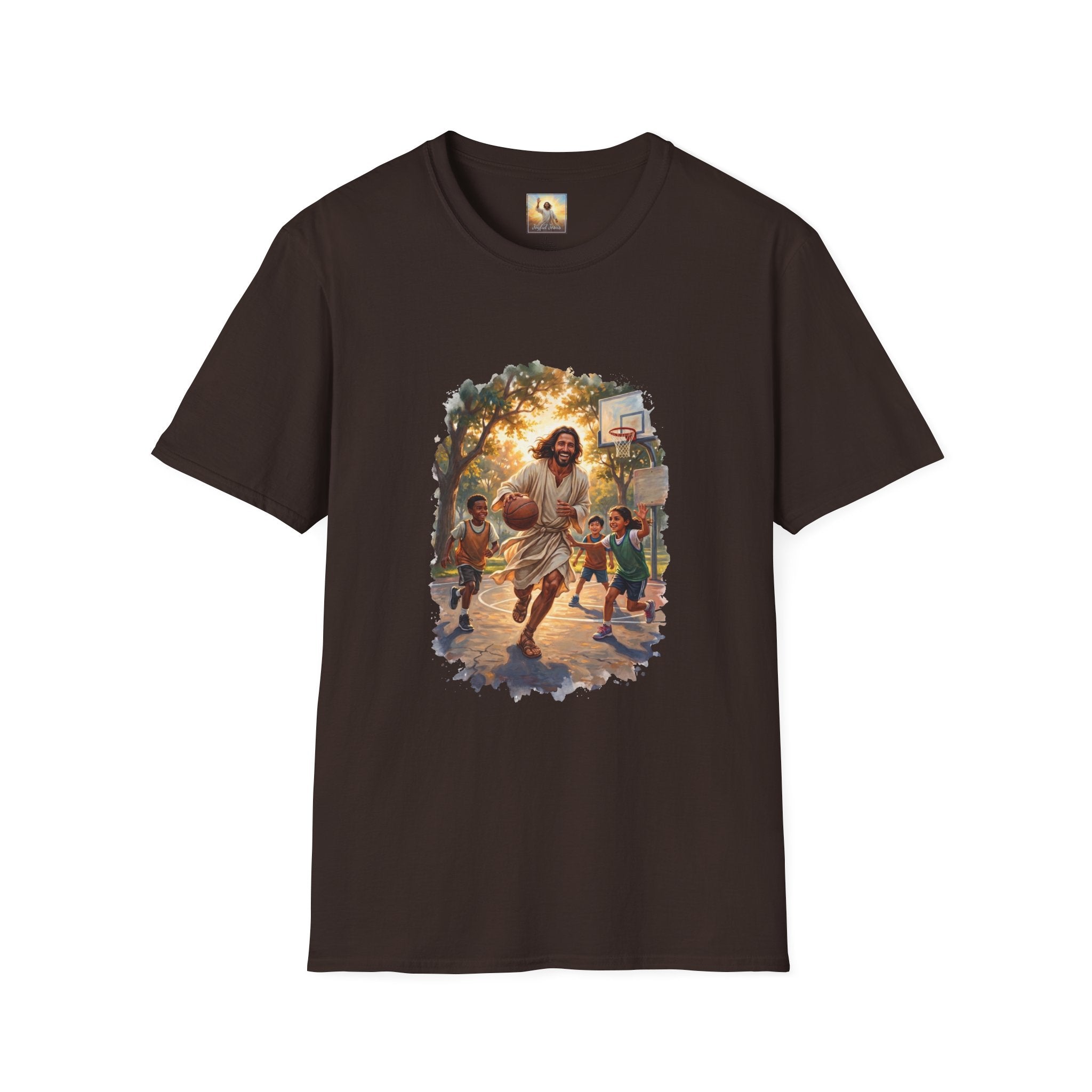 Jesus Basketball Shirt | Jesus Playing Basketball with Kids Christian T Shirt | Joyful Jesus