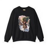 Jesus Christmas Tree Sweatshirt | Jesus Carrying a Christmas Tree Christian Crewneck | Joyful Jesus