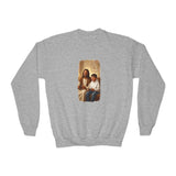 Kids Christian Sweatshirt | Jesus Playing Video Games Funny Jesus Kids Crewneck Sweatshirt | Joyful Jesus