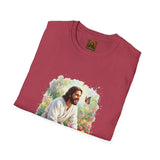 Jesus in the Garden Shirt, Easter Lily Butterfly Art, Christian Spring Tee