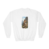 Kids God Sweatshirt | Jesus Hiking Mountain Christian Kids Crewneck Sweatshirt | Faith Apparel