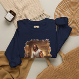 Funny Jesus Sweatshirt | Jesus Lifting Weights Christian Crewneck Sweatshirt | Faith Apparel