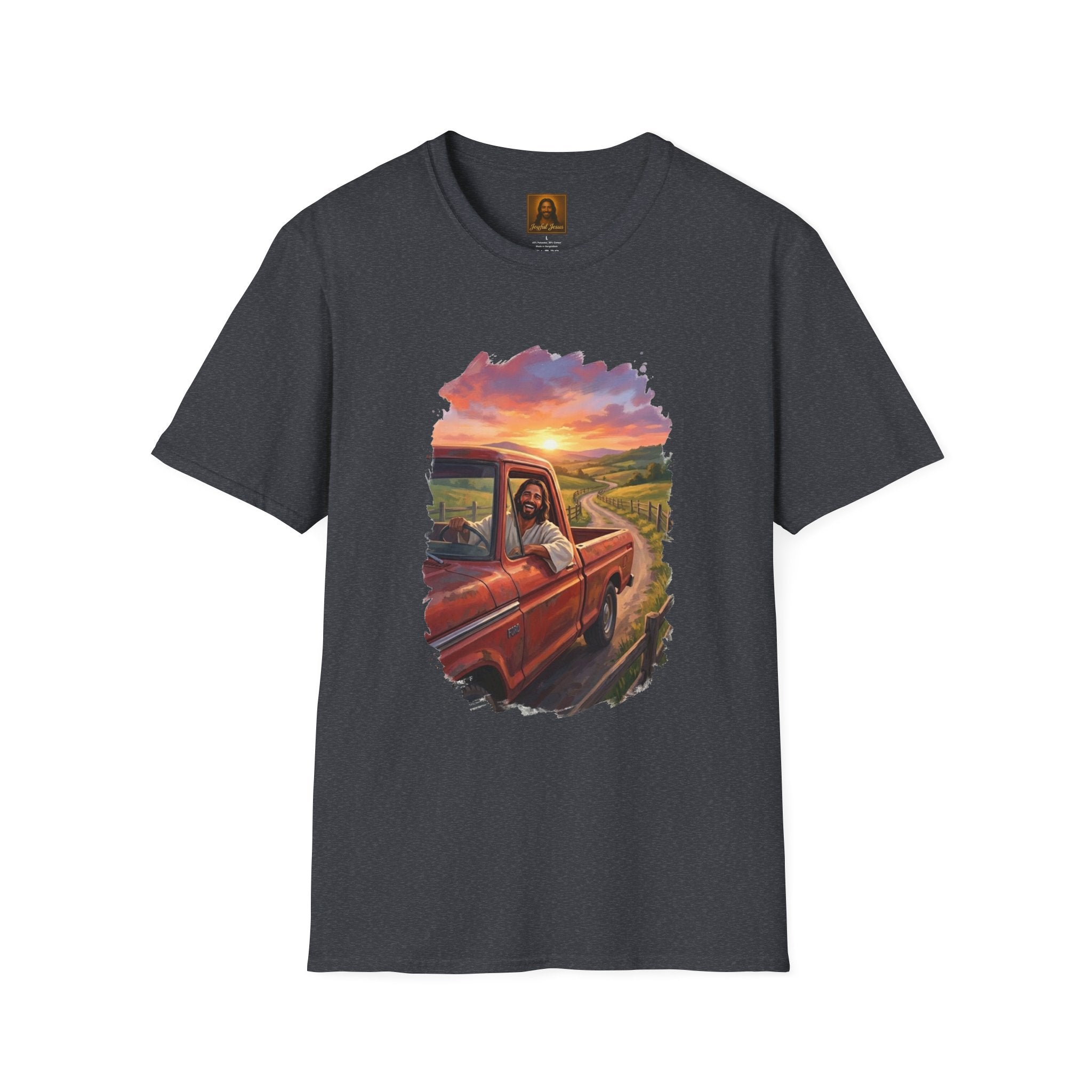 Faith Shirt | Jesus Driving a Truck Christian Apparel | Joyful Jesus