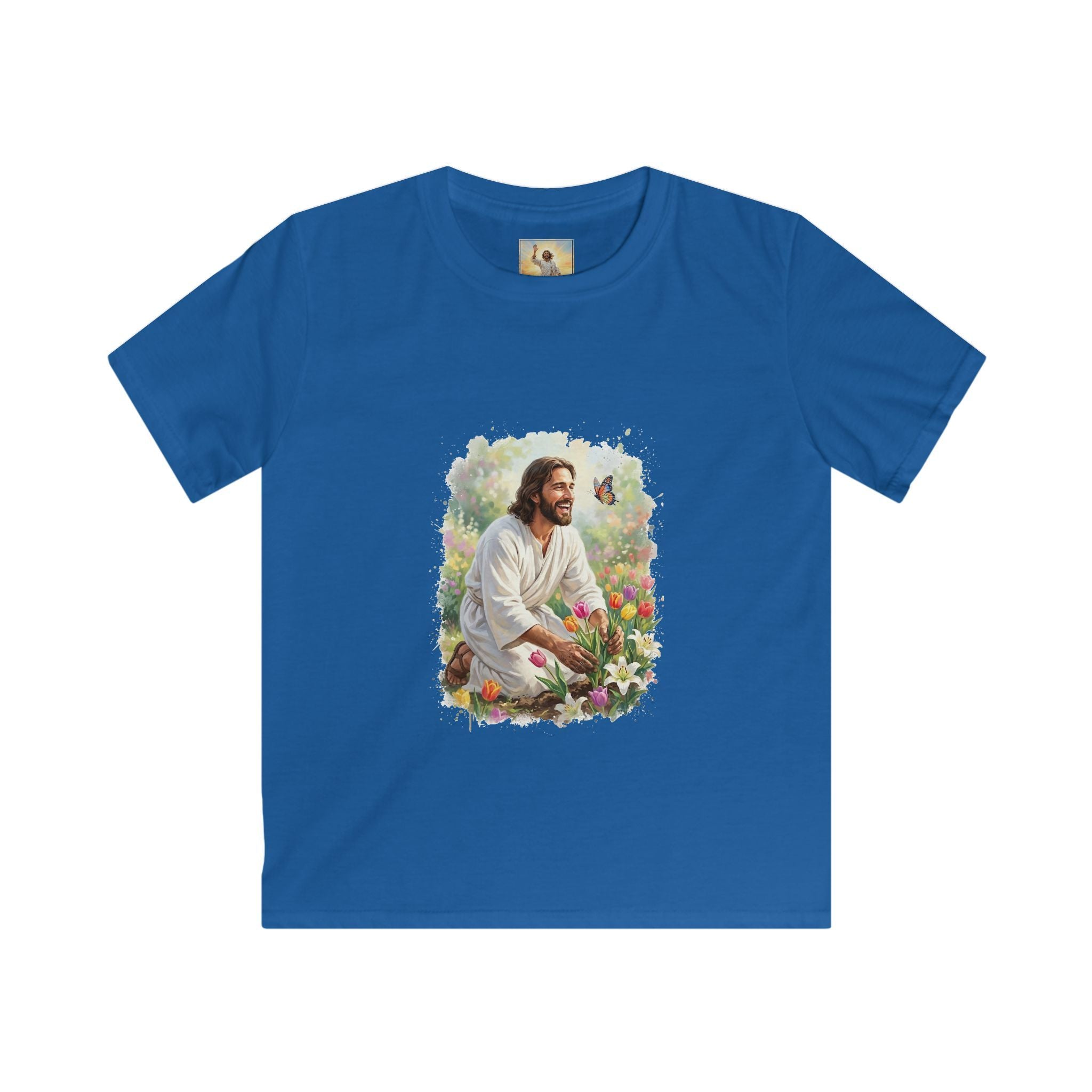 Kids Religious Shirt | Jesus in the Garden Christian Kids T Shirt | Joyful Jesus