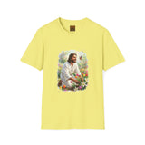 Jesus in the Garden Shirt, Easter Lily Butterfly Art, Christian Spring Tee