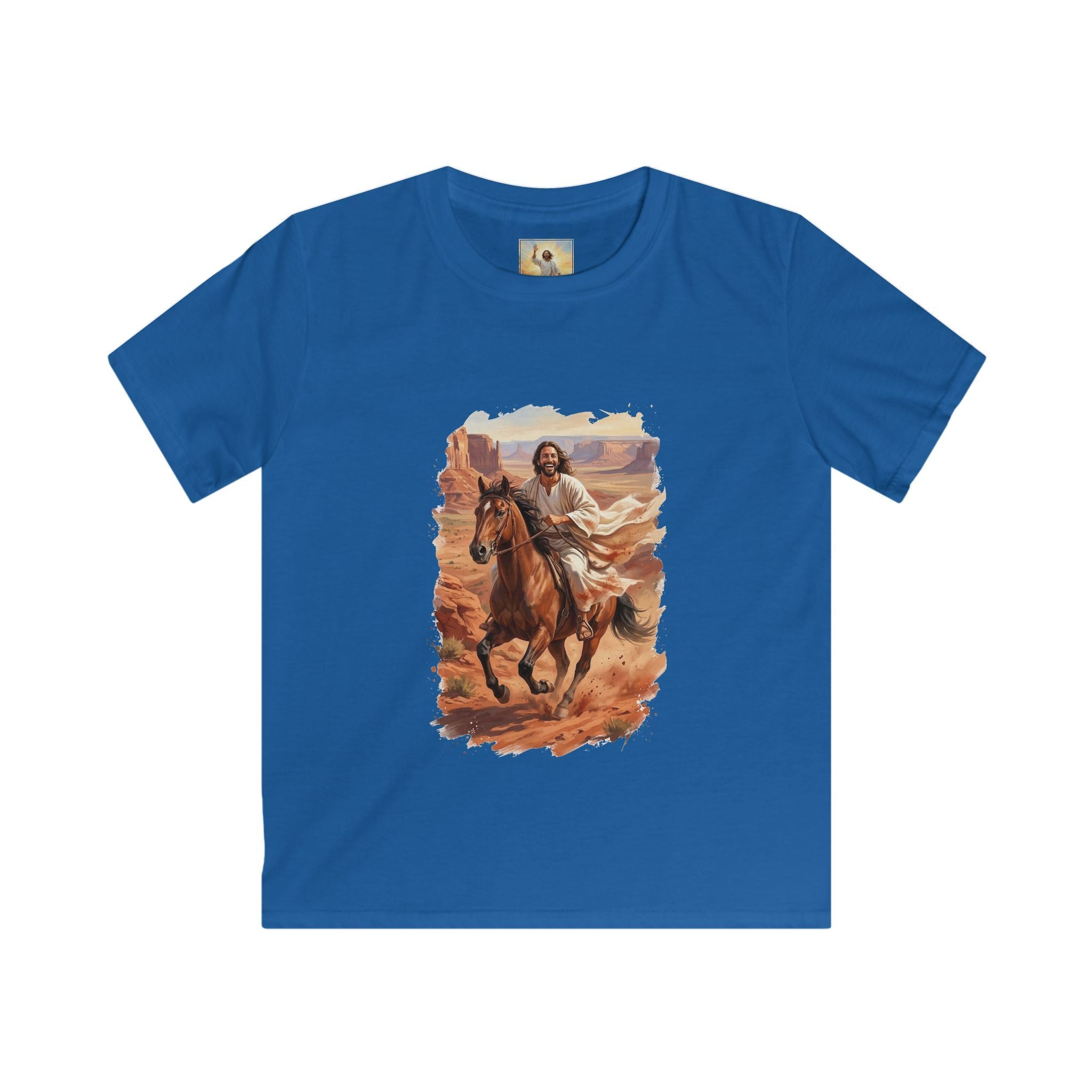 Kids Jesus Shirt | Jesus on Horseback Christian Apparel Kids T Shirt | Joyful Jesus