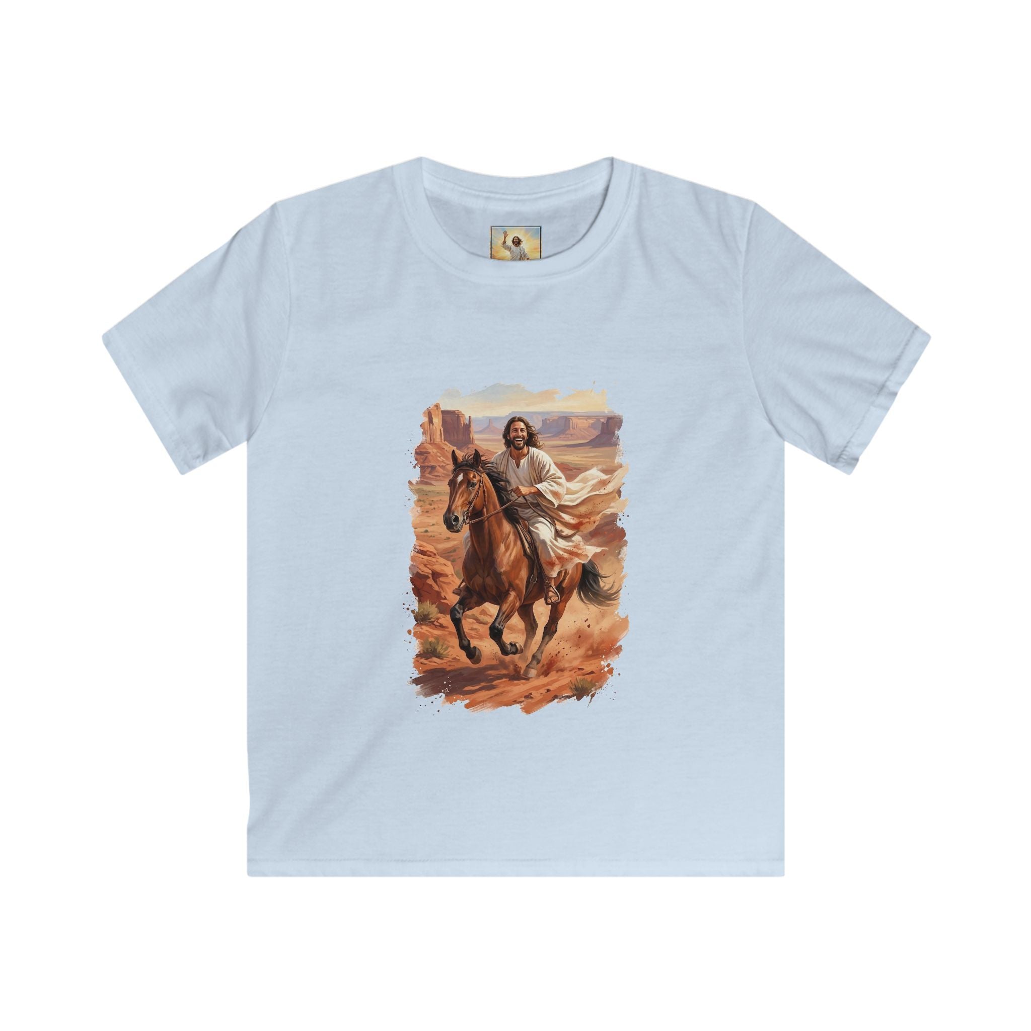Kids Jesus Shirt | Jesus on Horseback Christian Apparel Kids T Shirt | Joyful Jesus