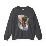 Jesus Christmas Tree Sweatshirt | Jesus Carrying a Christmas Tree Christian Crewneck | Joyful Jesus